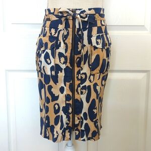 DVF Diane Von Furstenberg Leopard Print Pencil Skirt